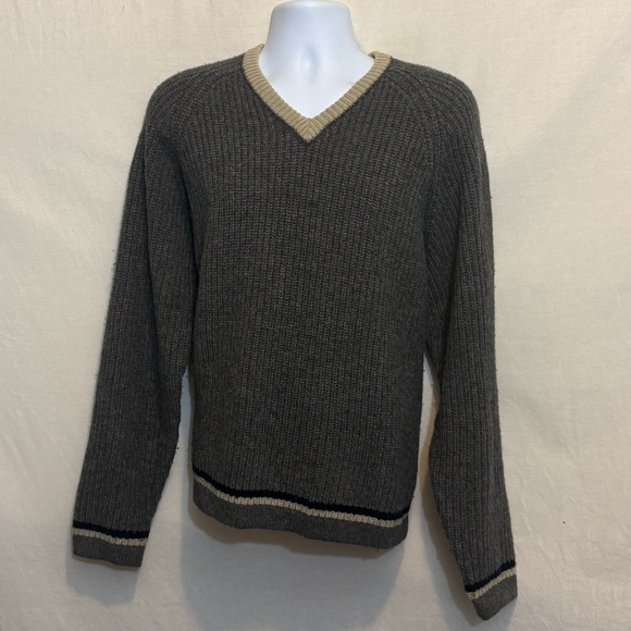Abercrombie & Fitch Other - B-273 Men’s Abercrombie & Fitch Gray &‎ Cream Lambswool Blend Sweater Size XL